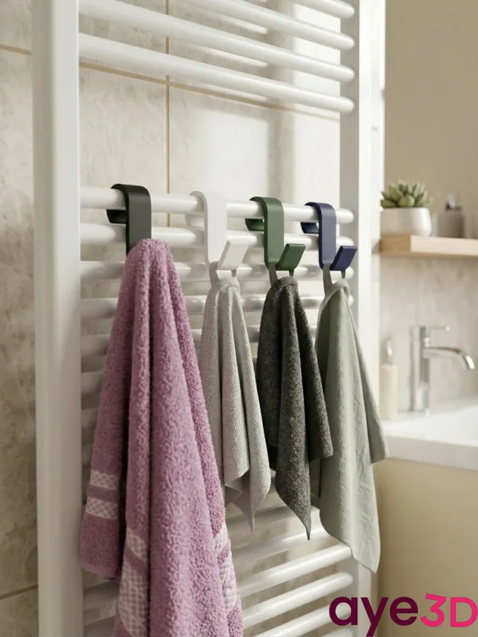 AYE3D 2'li Havlupan Askısı Kanca – Radyatör Havlu Askılığı Çok Amaçlı (Mat)